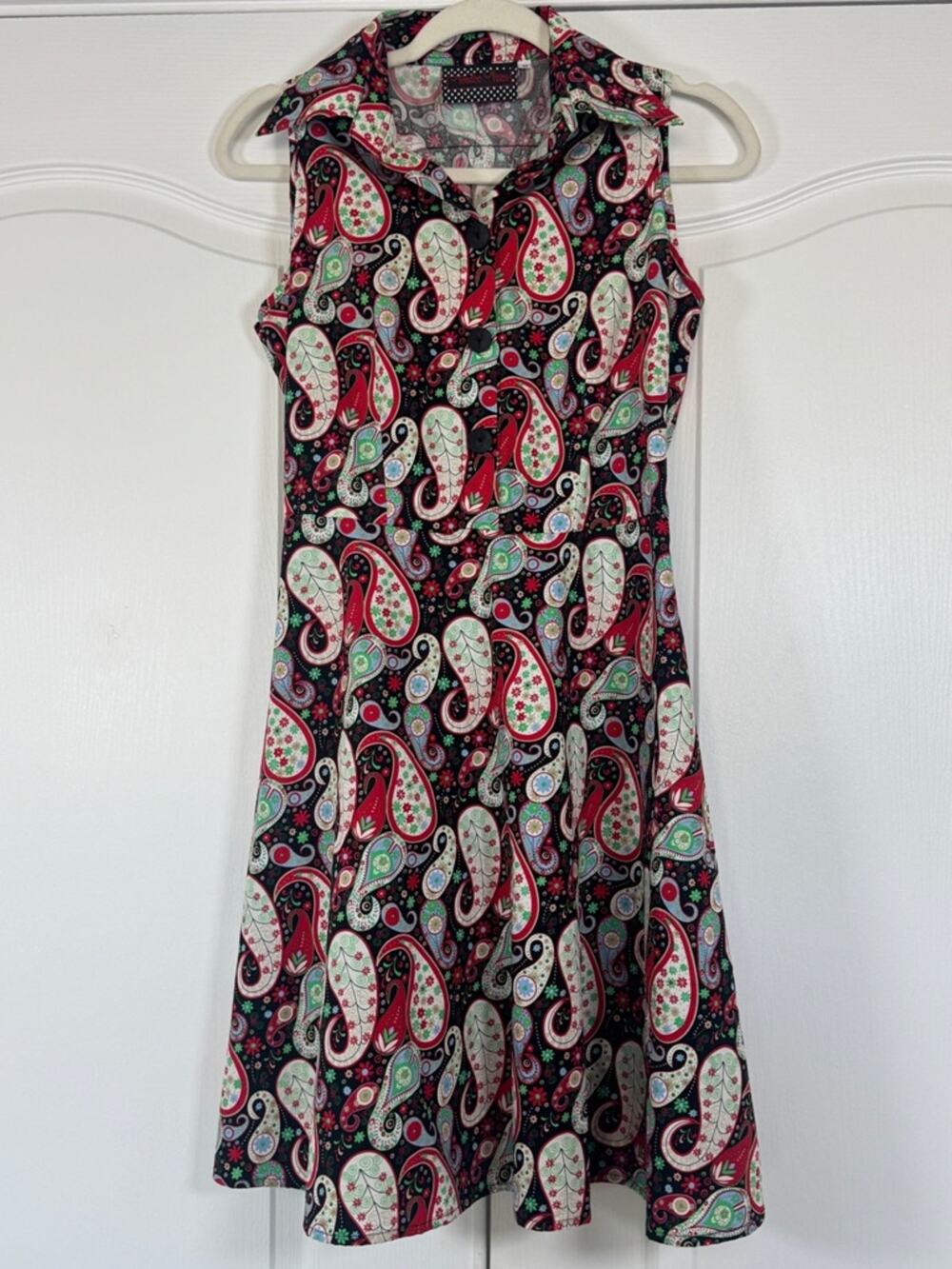 Voodoo Vixen Saranya Paisley Fit Flare Dress Retro Rockabilly Cotton M